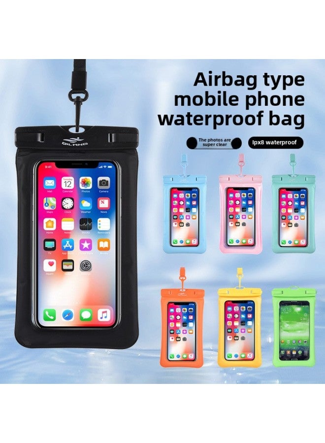 Generic Mobile Phone Waterproof Bag Airbag Touch Screen Swimming Special 7-inch Self-sealing Bag Takeaway Waterproof Mobile Phone Case Inflatable-Color:Sky Blue 】  - Image 2