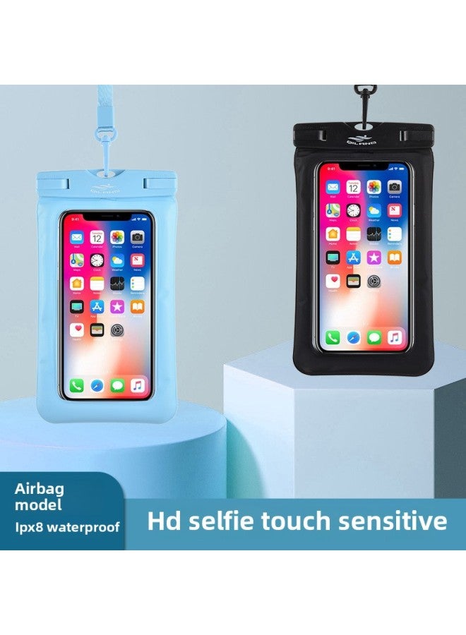 Generic Mobile Phone Waterproof Bag Airbag Touch Screen Swimming Special 7-inch Self-sealing Bag Takeaway Waterproof Mobile Phone Case Inflatable-Color:Sky Blue 】  - Image 3
