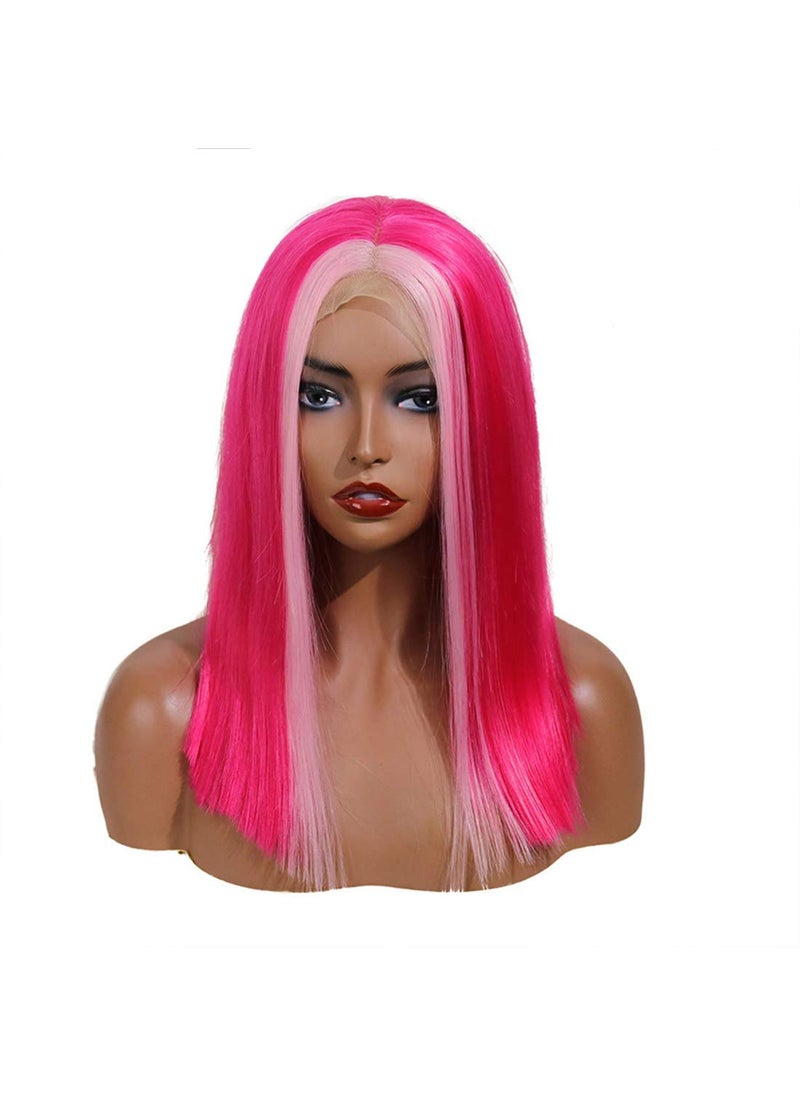 Wiginway - Wiginway 14 Ombre Hot Pink Wig Bob Lace Front Synthetic Wigs With Natural Hairline Heat Resistant Short Wigs For Women Drag Queen - Image 1