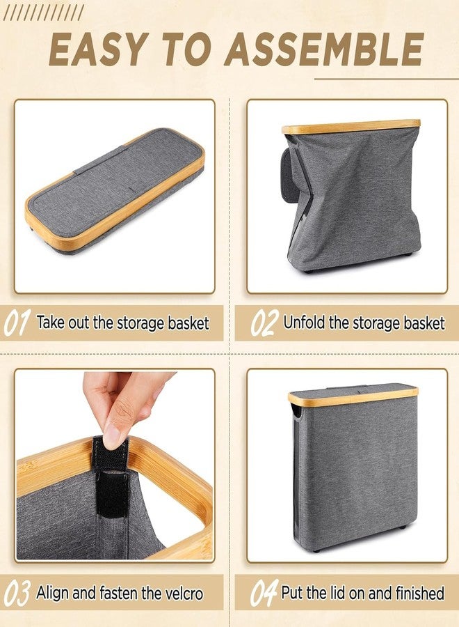 CRIYALE Toilet Paper Storage with Lid, Foldable - Large Capacity The Ultimate Bathroom Organizer, Waterproof Basket Space Saving Free Standing Wood Frame with Lid, Elegant Storage Container Box (Grey) - Image 3