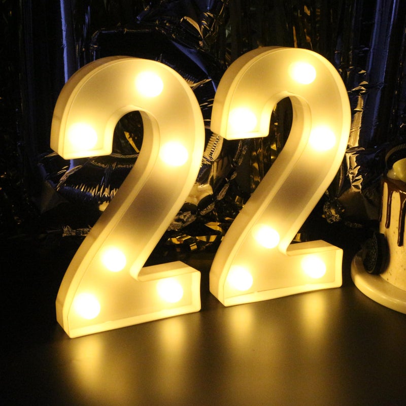 JunyRuny 22nd Birthday Decorations for Women, 22 Party Decor for Men, Light Up Numbers 22 Centerpieces Table Sign, 22 Birthday Gifts for Her & Him - Image 1