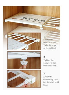 EMZJ Adjustable Telescopic Storage Rack Expandable Separator Shelf for Wardrobe, Cupboard, Bookcase Compartment Collecting  (Length Adjustable 42to65cm width 36cm)  - Image 5