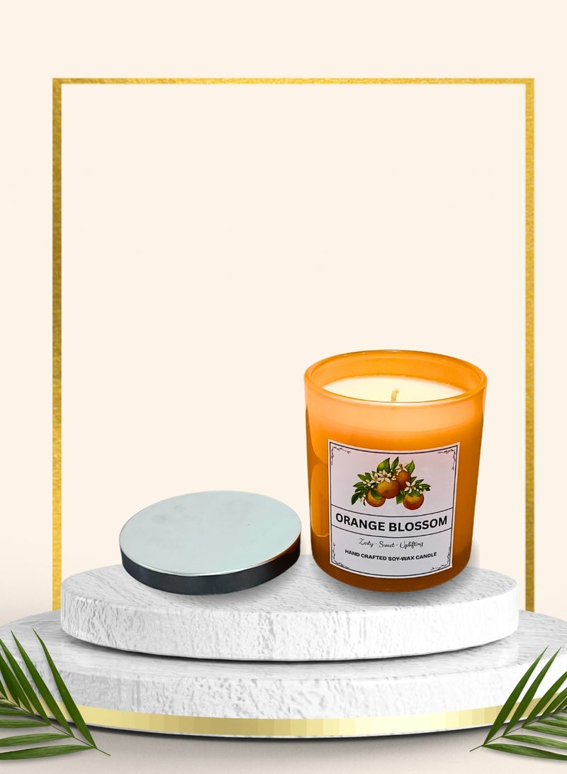 Orange Blossom Scented Candle Gift Set – Premium Soy Wax, 250ml – Made in UAE  - Image 2