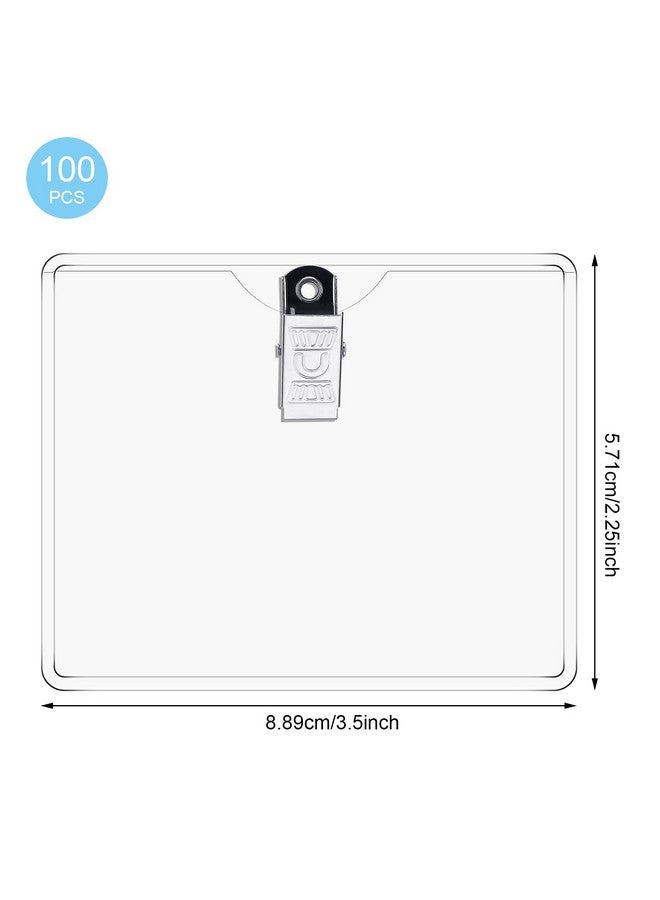 Eaasty 100 Pcs Clear Badge Holder Clip Name Tags Horizontal Pvc Id Holders For Badges Name Badges With Clips (2.25 X 3.5 Inch) - Image 2