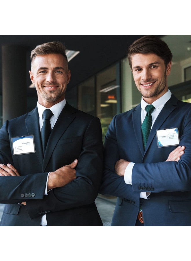 Eaasty 100 Pcs Clear Badge Holder Clip Name Tags Horizontal Pvc Id Holders For Badges Name Badges With Clips (2.25 X 3.5 Inch) - Image 5