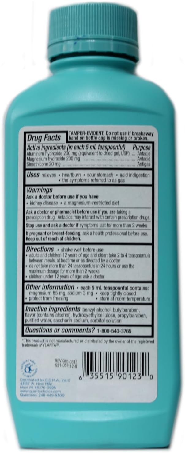 Quality Choice Pack Of 3 Regular Strength Antacid Liquid Original Flavor 12 Oz - Image 4