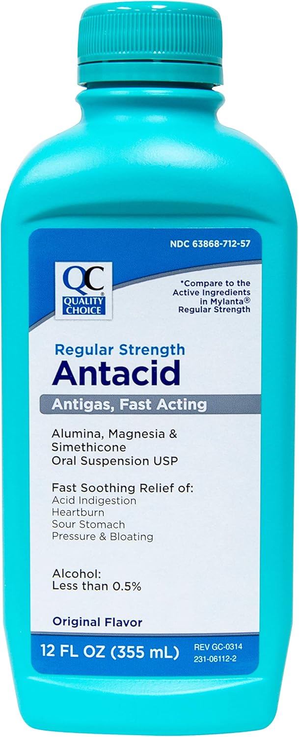 Quality Choice Pack Of 3 Regular Strength Antacid Liquid Original Flavor 12 Oz - Image 2