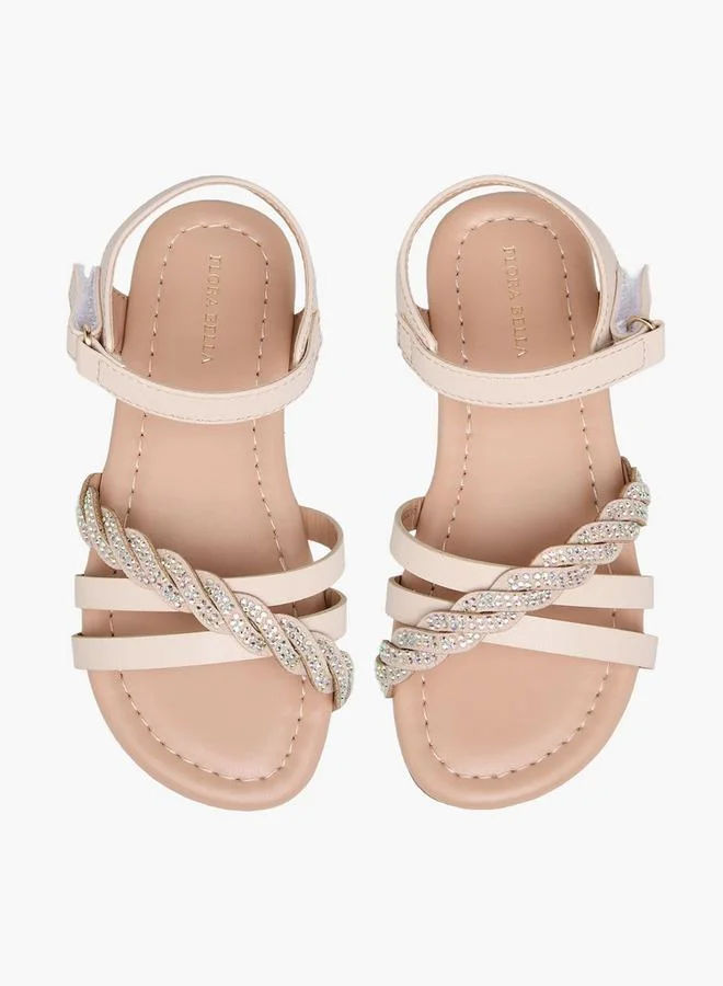 Flora Bella By Shoexpress Girls Embellished Hook & Loop Sandals