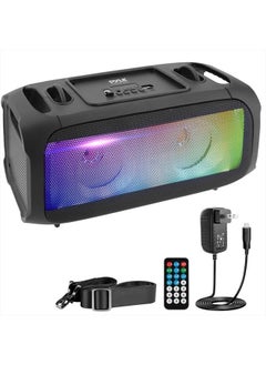 Wireless Portable Bluetooth Boombox Speaker - 120W Rechargeable Boom Box Speaker Portable Barrel Loud Stereo System - Flashing LED, FM Radio/Aux/MP3/USB Flash Drive/Micro SD, & 1/4 in PPHP42B,Bla