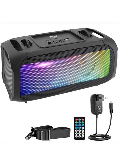 Wireless Portable Bluetooth Boombox Speaker - 120W Rechargeable Boom Box Speaker Portable Barrel Loud Stereo System - Flashing LED, FM Radio/Aux/MP3/USB Flash Drive/Micro SD, & 1/4 in PPHP42B,Bla
