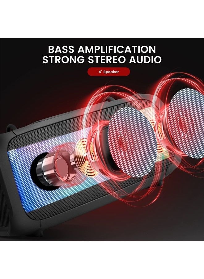 Pyle - Wireless Portable Bluetooth Boombox Speaker - 120W Rechargeable Boom Box Speaker Portable Barrel Loud Stereo System - Flashing LED, FM Radio/Aux/MP3/USB Flash Drive/Micro SD, & 1/4 in PPHP42B,Bla - Image 1