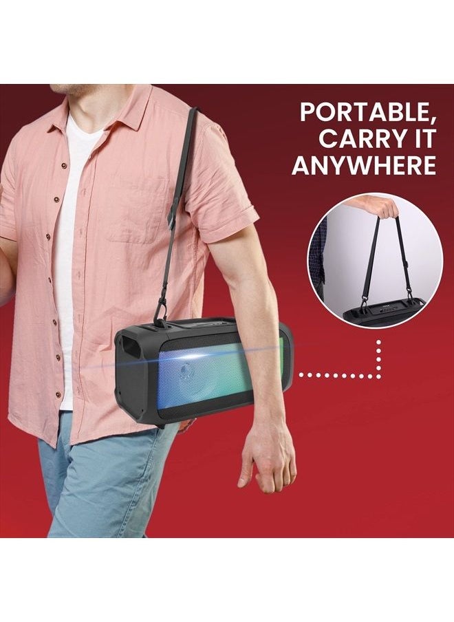 Pyle - Wireless Portable Bluetooth Boombox Speaker - 120W Rechargeable Boom Box Speaker Portable Barrel Loud Stereo System - Flashing LED, FM Radio/Aux/MP3/USB Flash Drive/Micro SD, & 1/4 in PPHP42B,Bla - Image 1