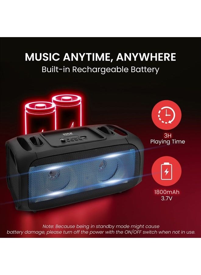 Pyle - Wireless Portable Bluetooth Boombox Speaker - 120W Rechargeable Boom Box Speaker Portable Barrel Loud Stereo System - Flashing LED, FM Radio/Aux/MP3/USB Flash Drive/Micro SD, & 1/4 in PPHP42B,Bla - Image 1