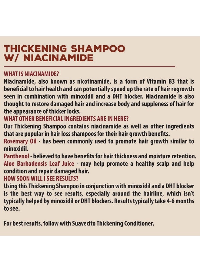 SUAVECITO Hair Thickening Shampoo With Niacinamide For Thinning Hair Vitamin B3 Shampoo Repairs Damaged Hair Improves Health And Fights Hair Loss - Image 4