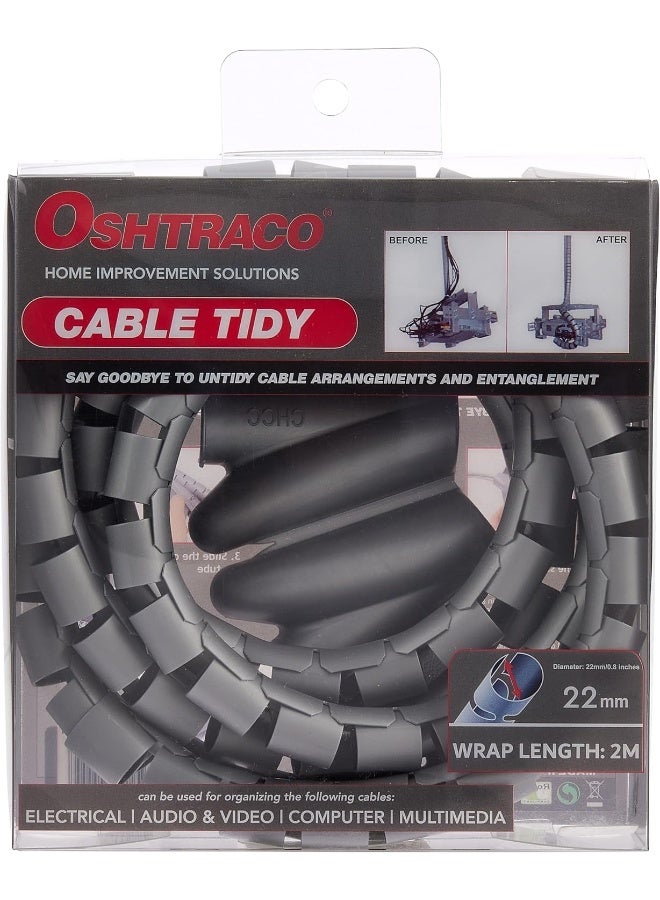 OSHTRACO منظم كابلات أوشتراكو بعرض 22 مم لكابل بطول 2 متر، أسود - Image 1