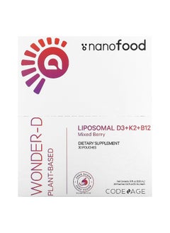 Codeage Codeage, Nanofood, Liposomal D3+K2+B12, Mixed Berry, 30 Pouches, 0.3 fl oz (10 ml) Each  - Image 1