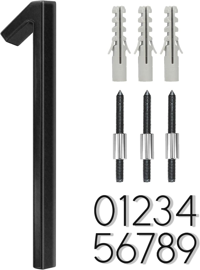 BVNUD 5 inch Stainless Steel Floating House Number, Metal Modern House Numbers, for Outdoor Mailbox Yard Home Wall DoorGarage Gate with Nail Kit, Coated Black, 912 Visibility Signage - Image 1