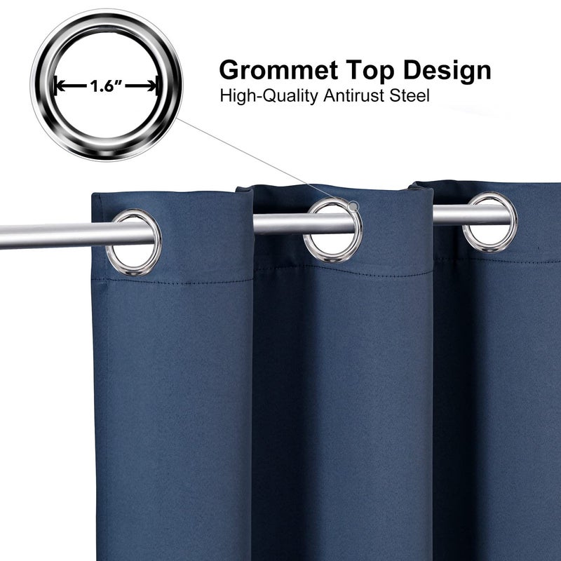 ChrisDowa Grommet Blackout Curtains for Bedroom and Living Room - 2 Panels Set Thermal Insulated Room Darkening Curtains (Stone Blue, 42W x 63L) - Image 2