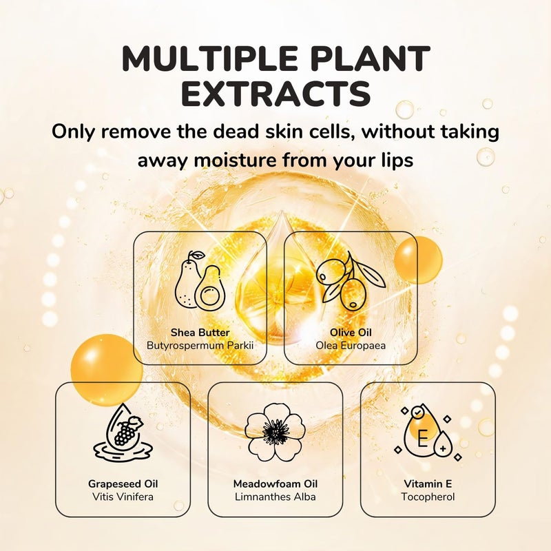benatu Lip Mask & Scrub Set(Honey + Milk Protein + Oat), Overnight Moisturizer for Cracked & Dry Lips Care, Hydrating Plumper Kit, Sugar Exfoliator Gift for Women - Image 4