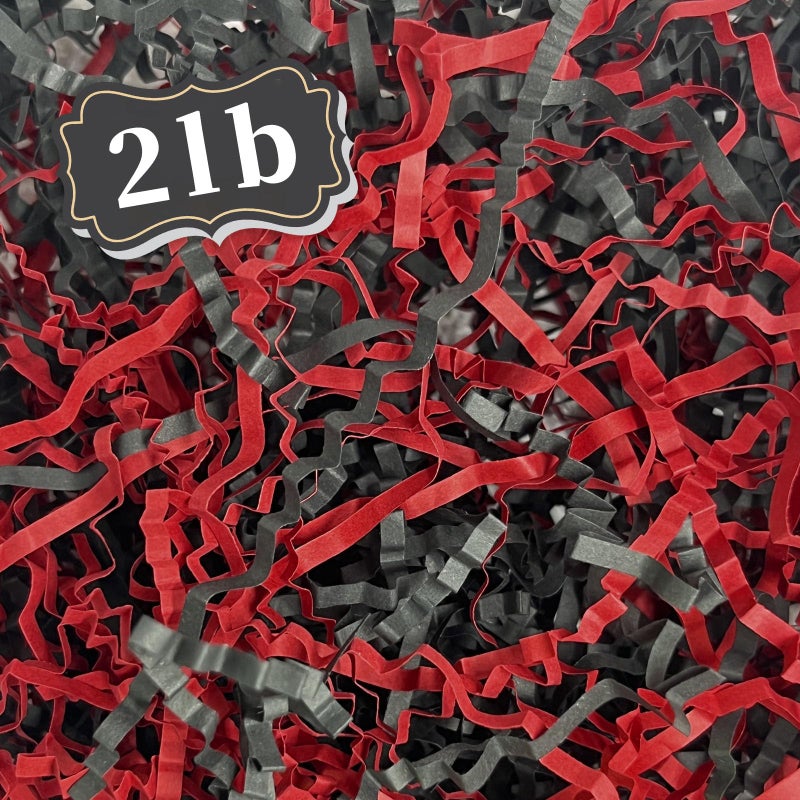 Zebmoon 2 Lb Black Red Crinkle Cut Paper Shred Filler Great For Gift Wrapping  Basket Filling  Birthday  Wedding  Halloween  Thanksgiving  Christmas Day  New Year Party Decorations Filling Supplies - Image 1