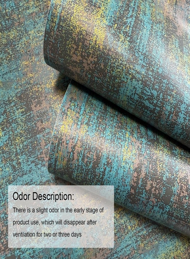 JiffDiff Blue Gold Industrial Vintage Metallic Wallpaper (17.3" x 120") - Image 5