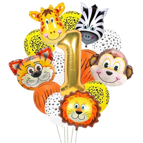 Fi - Flick In 1St Birthday Jungle Theme Party Decorations | Jungle Safari Animal Balloons Set 17Pcs,Wild One Decoration - Aluminium, Multicolor - Image 1