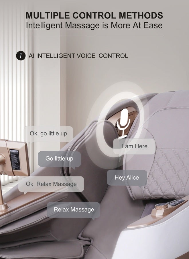 ARES uRoyal Massage Chair | 3D Super long SL-Track massage | 12 Auto massage program | Heating | Voice control | 3 Zero-gravity positions | 3D Digital Bluetooth (Beige Brown) - Image 3