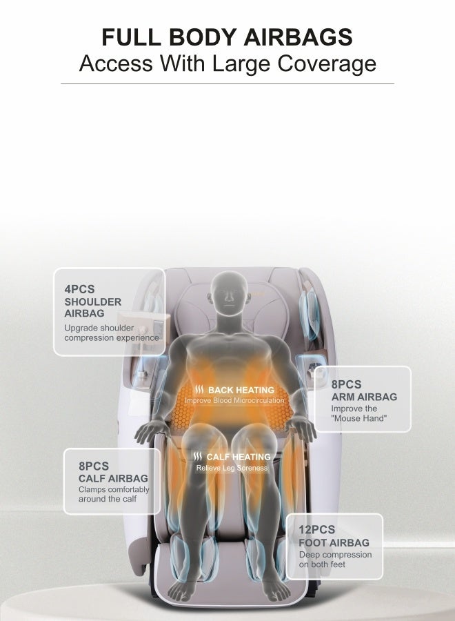 ARES uRoyal Massage Chair | 3D Super long SL-Track massage | 12 Auto massage program | Heating | Voice control | 3 Zero-gravity positions | 3D Digital Bluetooth (Beige Brown) - Image 5