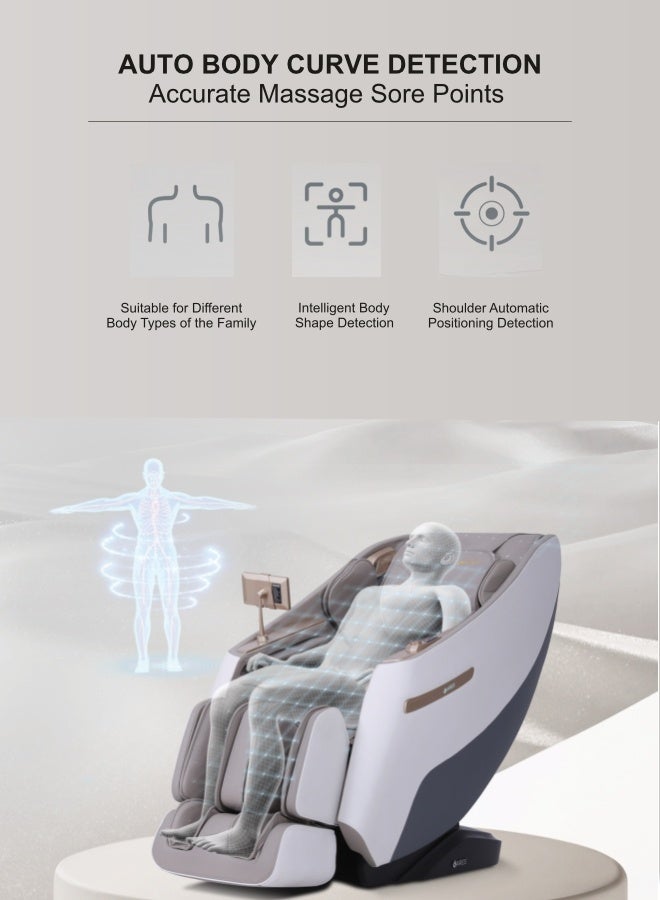 ARES uRoyal Massage Chair | 3D Super long SL-Track massage | 12 Auto massage program | Heating | Voice control | 3 Zero-gravity positions | 3D Digital Bluetooth (Beige Brown) - Image 2