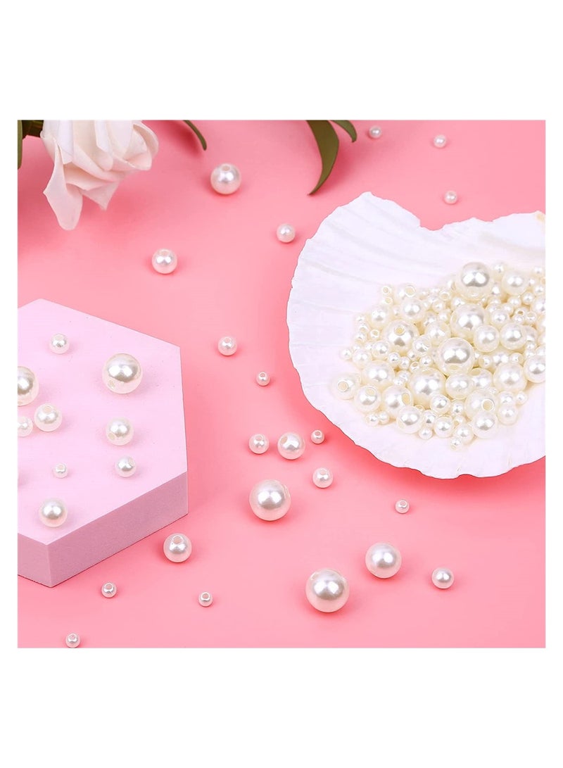 Excefore 470 Round White Pearl Beads With Hole DIY Craft Necklace Jewelry - Image 1