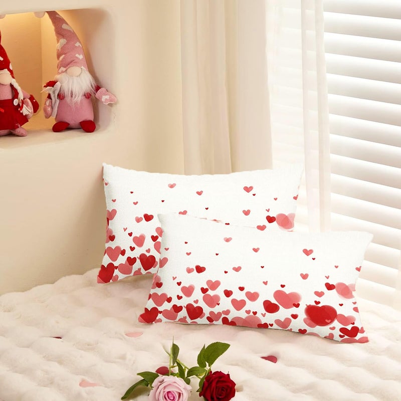 RABUSOFA Valentines Pillow Covers 12x20 Velvet Valentines Pillows Heart Throw Pillows Coves,Valentine's Decorations Lumbar Cushion Covers for Home Sofa Couch Red Outdoor - Image 5