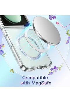 Magnetic Samsung Galaxy Z FLIP 5, Magnetic Case, Compatible with MagSafe Wireless Charging, Anti-Scratch Bumper Cover (Clear), TPU - PC  - Image 2