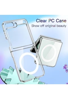 Magnetic Samsung Galaxy Z FLIP 5, Magnetic Case, Compatible with MagSafe Wireless Charging, Anti-Scratch Bumper Cover (Clear), TPU - PC  - Image 3