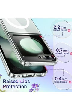 Magnetic Samsung Galaxy Z FLIP 5, Magnetic Case, Compatible with MagSafe Wireless Charging, Anti-Scratch Bumper Cover (Clear), TPU - PC  - Image 4