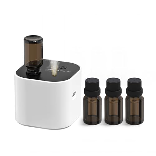 Hijoc Waterless Essential Oil Diffuser Scent Diffuser with Battery OperatedCycle Star3 Mist ModesCordless Diffusers for 400 sqft Home Bedroom Office DeskIncludes 30ml OilWhite - Image 1