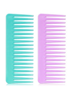 Patelai Patelai Large Hair Detangling Comb Wide Tooth for Curly Wet Dry Hair No Handle Detangler Styling Shampoo CombCyan Purple 