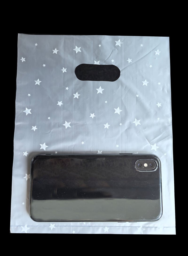 100PCS Gift Bags Reusable Plastic Clear with Handles for Birthday, Wedding and Party Favors, Candy and Cake Packaging 20*25cm Decorated With Flowers, Retail Shopping Bags - Image 4