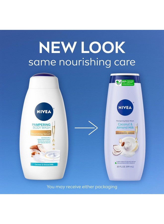 NIVEA Coconut and Almond Milk Pampering Body Wash, Moisturizing Body Wash with Nourishing Serum, Plant-Derived Oils, Essential Skin Lipids and Vitamins, 20 Fl Oz Bottle - Image 2