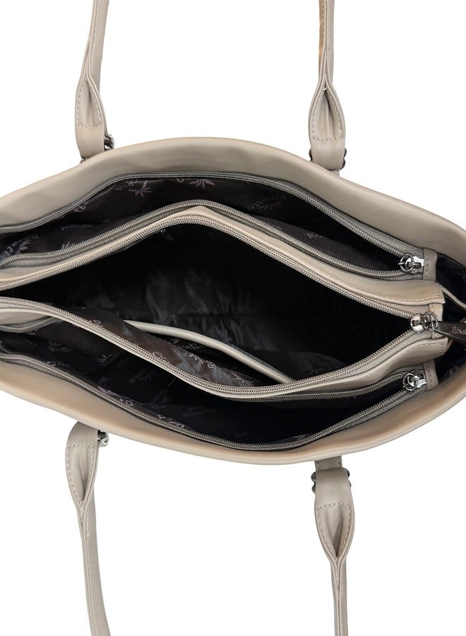 Rosetta Women's Premium Office Handbag | Elegant Vegan leather Tote Bag with Spacious Compartments - light grey - Image 3