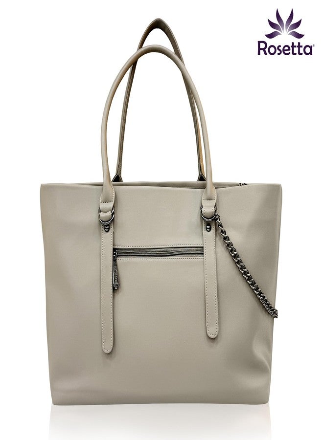 Rosetta Women's Premium Office Handbag | Elegant Vegan leather Tote Bag with Spacious Compartments - light grey - Image 2