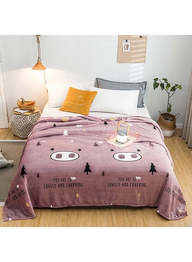 NIBEMINENT Cartoon Printed Washable Blanket cotton Pink 200x230cm