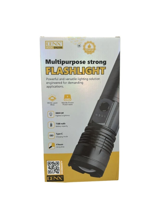 دينكس مصباح يدوي قوي  DX2330  من دينكس 3000  لومن سعة البطارية 7500  ميلي امبير في الساعة - Image 3