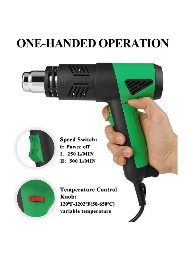 ZLH HITY 2800W Industrial Heat Gun, Fast Heating 122℉-1202℉ (50℃-650℃) Variable Temperature Control Overheat Protection 2 Speed Air Flow with 4 Nozzles for Crafts, Shrinking Tubing, Vinyl Wrap - Image 4