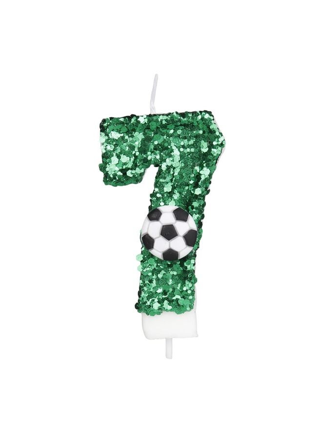 LAMAY Football Birthday Number Candles, Glitter Cake Party Decorations, Anniversary Celebration Supplies (Green, 7) - Image 1