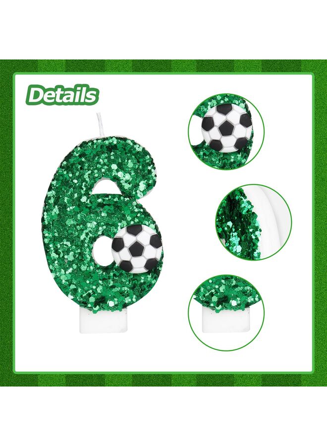 LAMAY Football Birthday Number Candles, Glitter Cake Party Decorations, Anniversary Celebration Supplies (Green, 7) - Image 2
