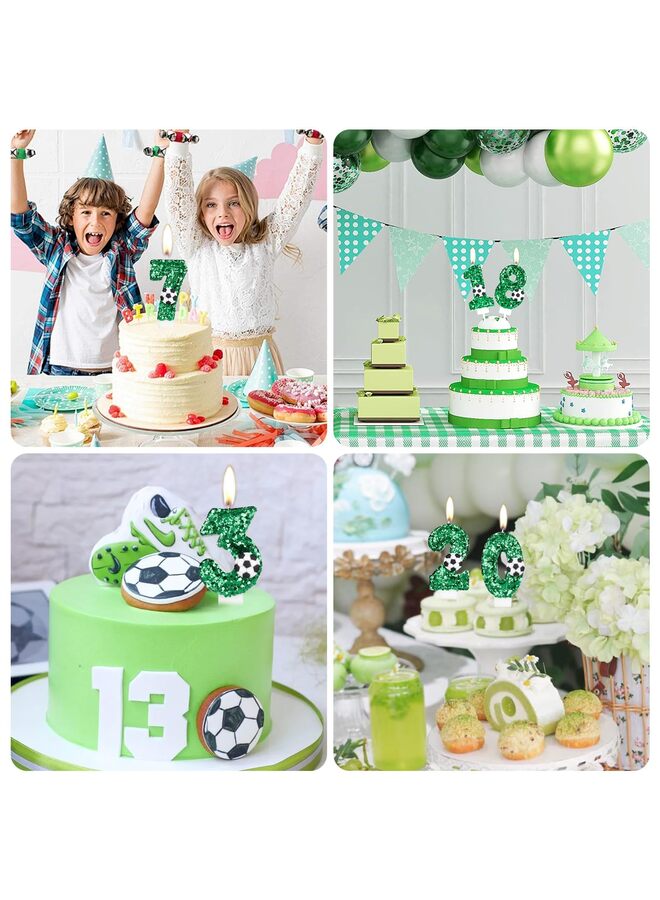 LAMAY Football Birthday Number Candles, Glitter Cake Party Decorations, Anniversary Celebration Supplies (Green, 7) - Image 5