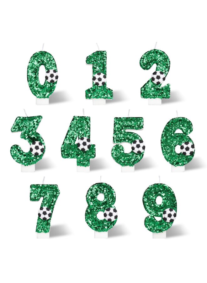 LAMAY Football Birthday Number Candles, Glitter Cake Party Decorations, Anniversary Celebration Supplies (Green, 7) - Image 4