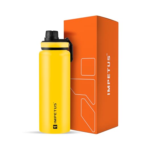 IMPETUS Stainless Steel Water Bottle 1L – Sipper Bottle with Carry Handle, Leakproof, Rust-Resistant & Durable, for Men & Women | Gym, School, Office & Daily Use – Yellow - Image 1