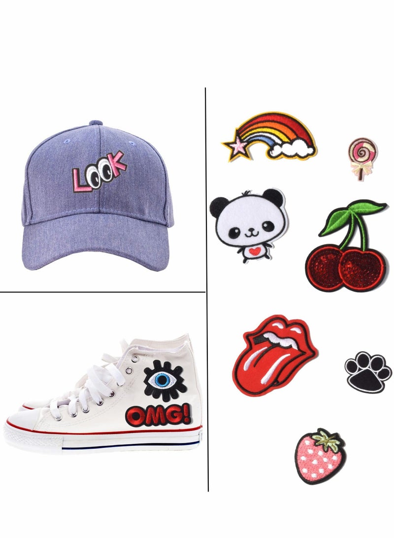Y&D Patches for Clothing, 60 PCS Embroidered Iron On DIY Accessories, Patch Applique Assorted Size, Cute Sewing Jackets, Hats, Backpacks, Jeans, Pieces Package - Image 4