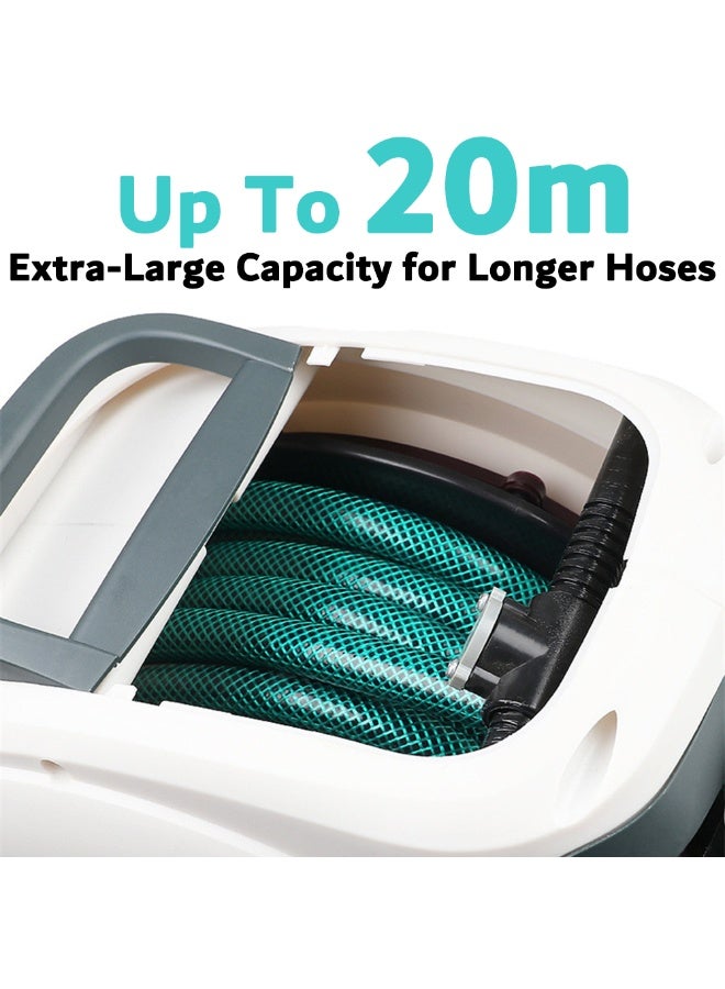 جيرزون بكرة خرطوم حديقة جير زون، بكرة خرطوم مياه بطول 20 مترًا، بكرة خرطوم قابلة للسحب تُثبّت على الحائط مع تخزين مغلق، قفل لأي طول لسقي الحديقة - أبيض - Image 4